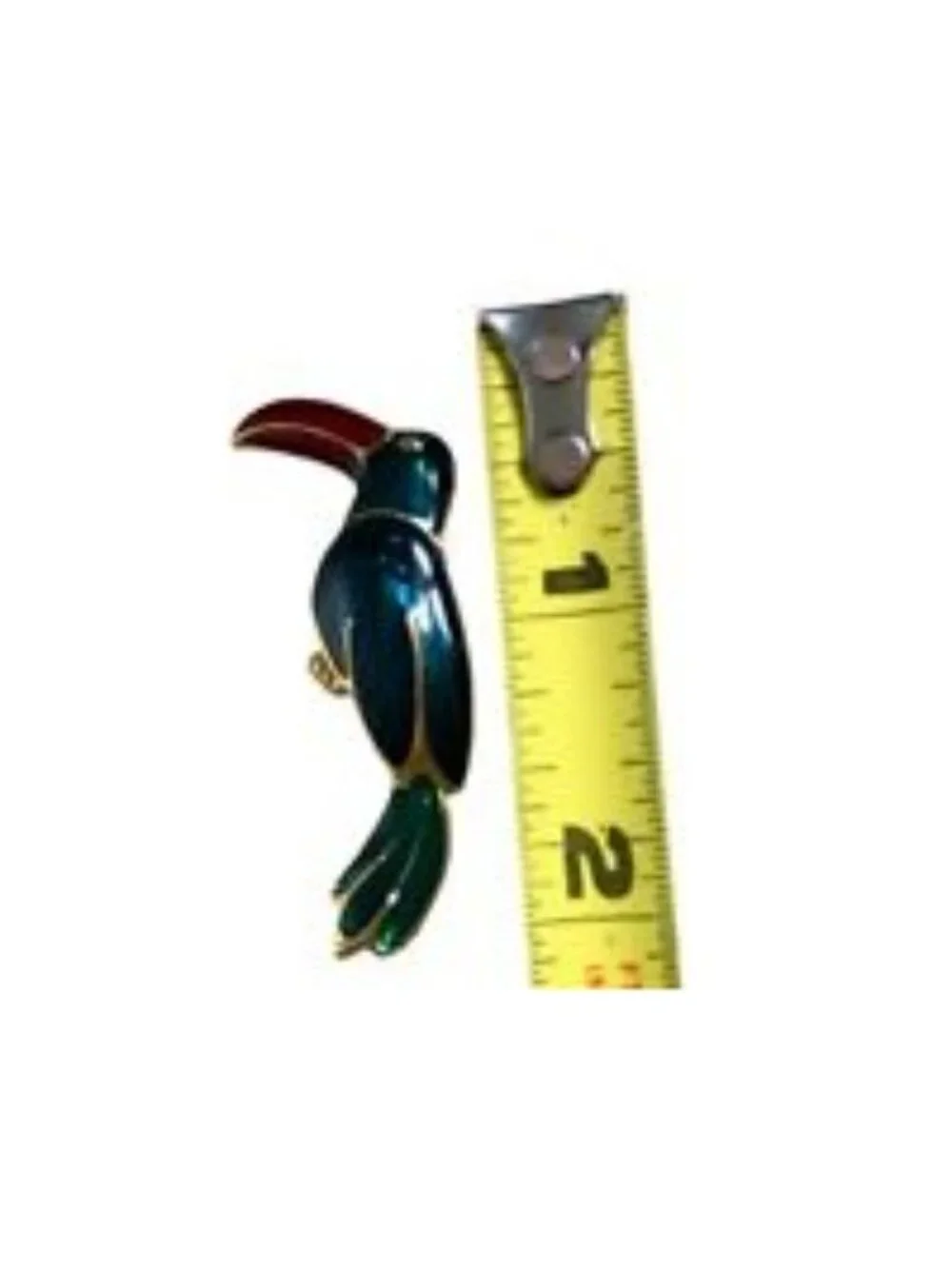Parrot Brooch Pin Enamel Green Red Gold Color Toucan Alloy Costume Jewelry EUC